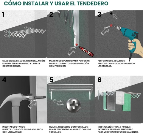 Suszarka ścienna 100 cm składany wieszak oszczędzający miejsce