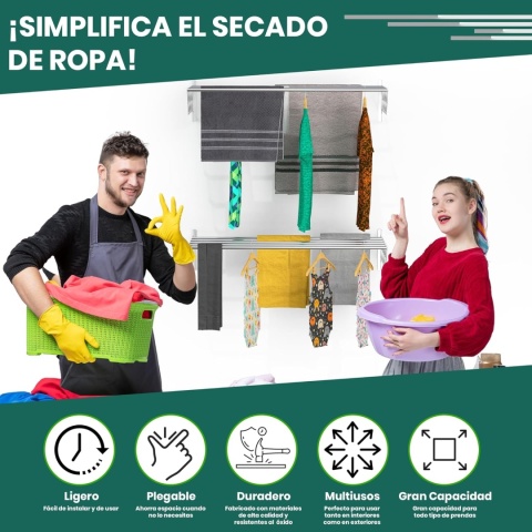 Suszarka ścienna 100 cm składany wieszak oszczędzający miejsce