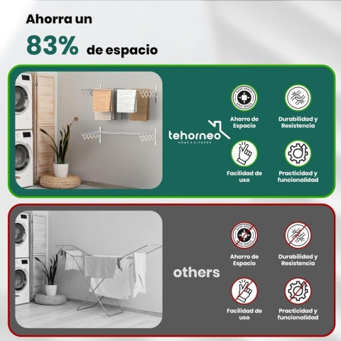 Suszarka ścienna 100 cm składany wieszak oszczędzający miejsce