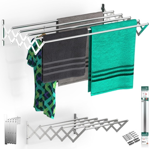 Suszarka ścienna 100 cm składany wieszak oszczędzający miejsce