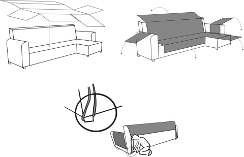 Textilhome - Pokrowiec na szezlong ADELE, Rozmiar -200cm.