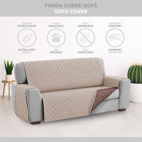 Textilhome - Pokrowiec na sofę MALU, 4 Osobowa, Dwustronny