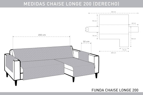 Textilhome - Pokrowiec na sofę 200 CM, 4- Osobowa, Dwustronny