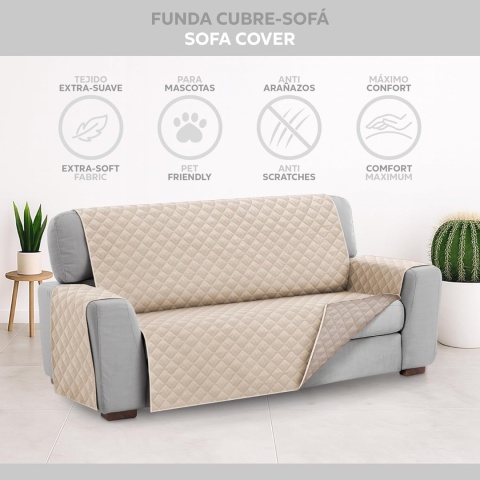 Textilhome - Pokrowiec na sofę MALU, 3 Osobowa, Dwustronny