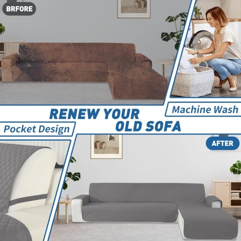 Uniwersalny pokrowiec na sofę 3 -osobowa naroznik Ystyle pikowany