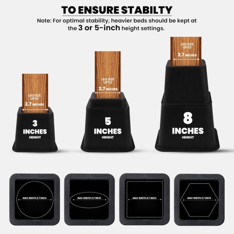 Utopia Bedding regulowane podnóżki meblowe 8 sztuk