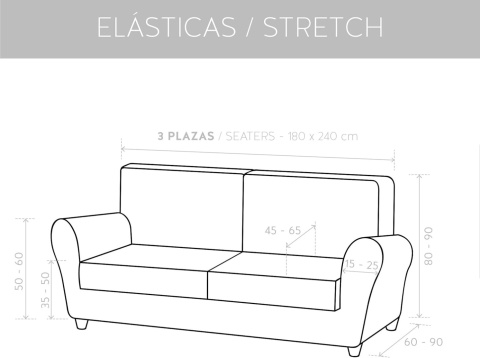 Textilhome - Elastyczny pokrowiec na sofę TEIDE od 180 do 240 cm