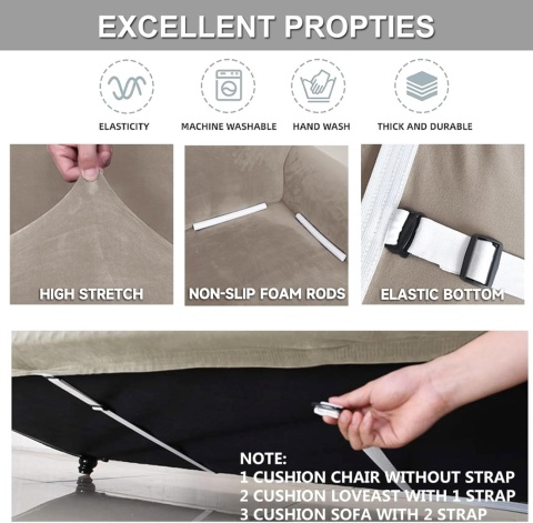 Ystyle Rozciągliwy Pokrowiec Na Sofę 3-Osobową welurowy