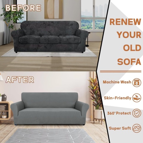 Ystyle Rozciągliwy Pokrowiec Na Sofę 4-Osobową 233-293 cm