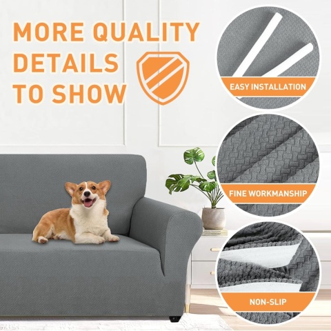 Ystyle Rozciągliwy Pokrowiec Na Sofę 4-Osobową 233-293 cm