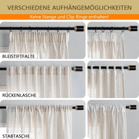 Zasłony MIULEE beżowe, wygląd lnu, zestaw 2 szt 140 x 225 cm