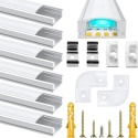 10 sztuk listwy aluminiowe LED Chesbung 1 metr U-profil aluminiowy zestaw