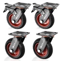 4 Sztuki wytrzymałych kół transportowych 160 mm z hamulcem gumowe 1000kg