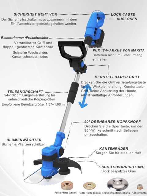 Akumulatorowa kosiarka do trawy bezszczotkowa 5 w 1