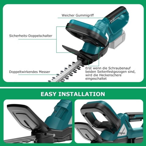 Akumulatorowe nożyce do żywopłotu, kompatybilne z akumulatorem Makit 18V