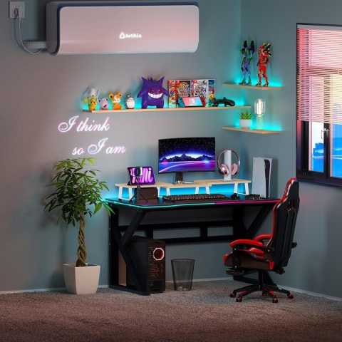 Aothia Duży stojak na monitor Drewniany stojak pd laptopa Biały