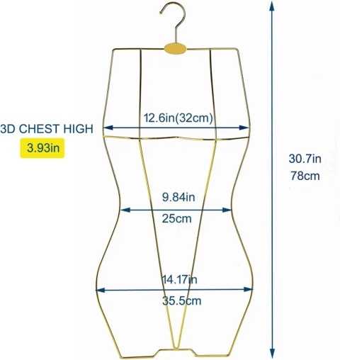 Arekuaei Wieszak na ubrania w stylu bikini złoty 3D, 10 sztuk