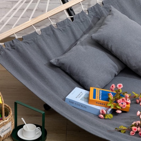 BEJOY Podwójny hamak, hamak ogrodowy, z litego drewna