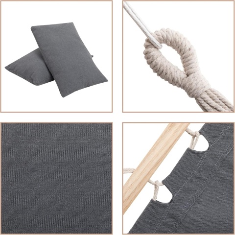 BEJOY Podwójny hamak, hamak ogrodowy, z litego drewna