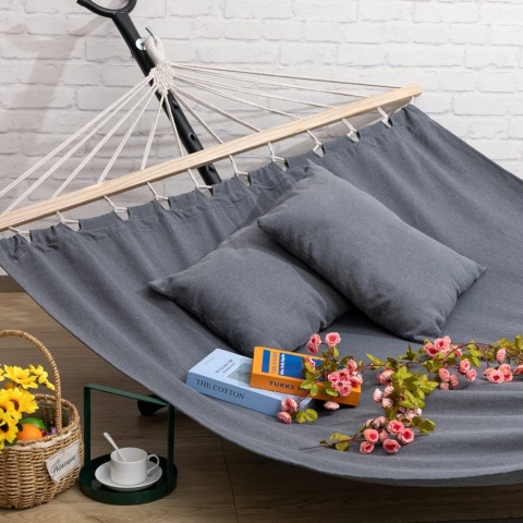 BEJOY Podwójny hamak, hamak ogrodowy, z litego drewna