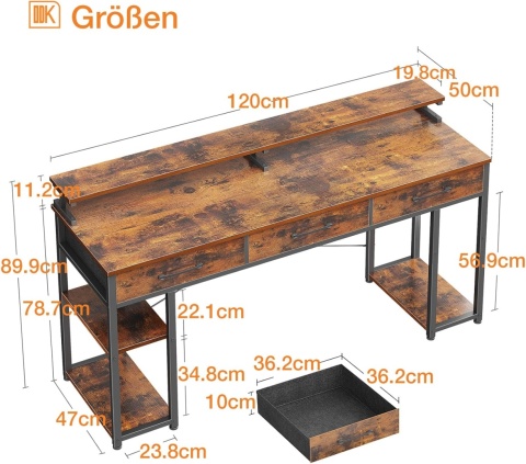 BIURKO GAMINGOWE Z 3 SZUFLADAMI WYTRZYMAŁE ELEGANCKIE IDEALNE STANOWISKO