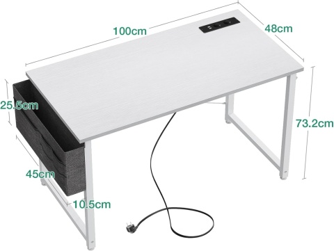 Biurko prostokątne 100 x 48x 73,5cm białe