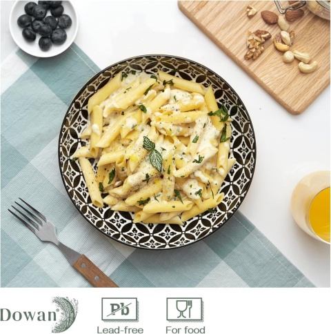 DOWAN miski porcelanowe do makaronu, sałatek i zupy, 21,5 cm, zestaw 4 sztuk
