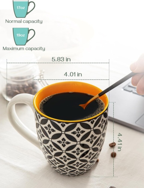 DOWAN zestaw filiżanek 6 x 560ml porcelanowe w chińskim stylu wielokolorowe