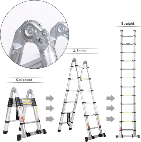 DRABINA TELESKOPOWA PRZEGUBOWA ALUMINIOWA 5m 150kg