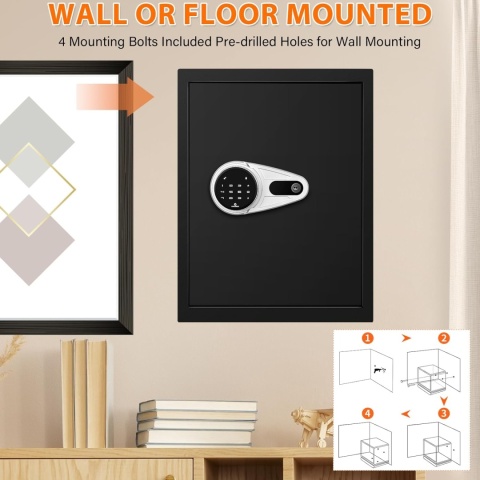 Duży Ognioodporny Sejf Sanfnz 57L z dotykowym panelem