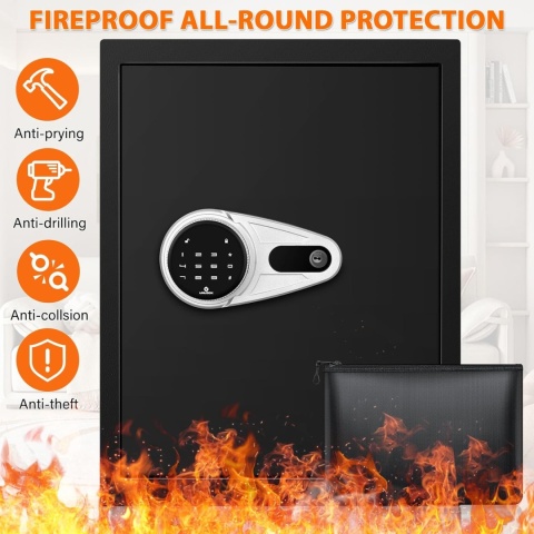 Duży Ognioodporny Sejf Sanfnz 57L z dotykowym panelem