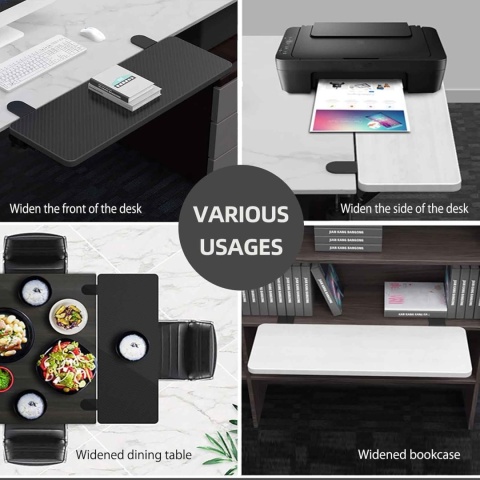 Drewniana platforma przedłużająca biurko bez dziurkacza, składana, ergonomiczna czarna 75 cm