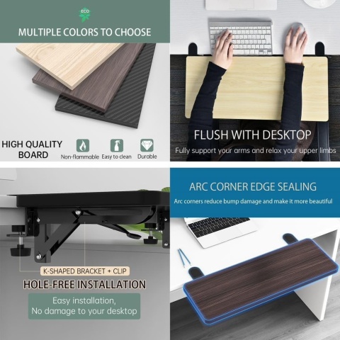 Drewniana platforma przedłużająca biurko bez dziurkacza, składana, ergonomiczna czarna 75 cm