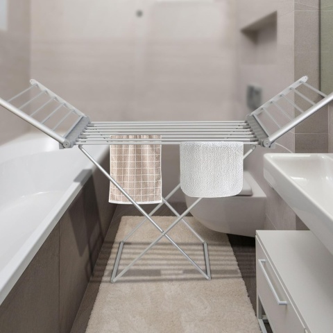 FISHTEC - Elektryczna składana suszarka na pranie z aluminium – podgrzewana