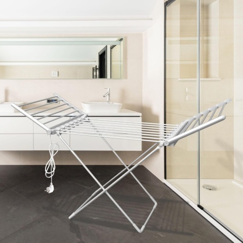 FISHTEC - Elektryczna składana suszarka na pranie z aluminium – podgrzewana