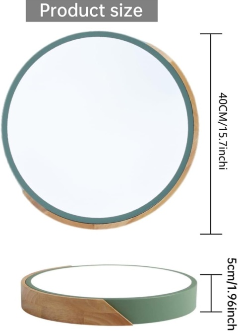 GHiycotdl Lampa sufitowa LED, drewniana, 40 cm, ściemniana, (zielona, 40 cm)