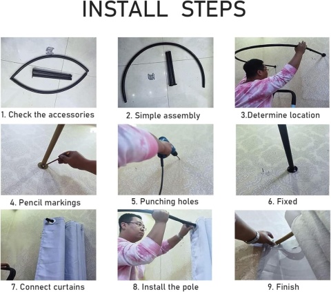 Gdmokle Przymierzalnia, w kształcie litery U, (100 x 95 cm, czarny)