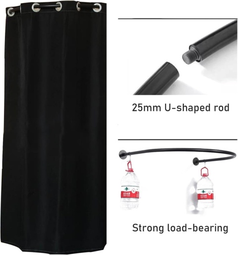 Gdmokle Przymierzalnia, w kształcie litery U, (100 x 95 cm, czarny)