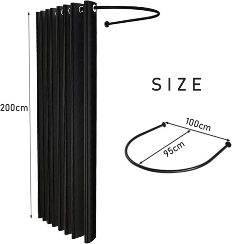 Gdmokle Przymierzalnia, w kształcie litery U, (100 x 95 cm, czarny)