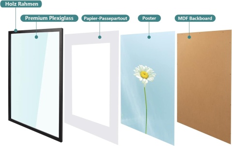 HOHIYO Drewniana ramka na zdjęcia A2 (42 x 59,4 cm), z dębu