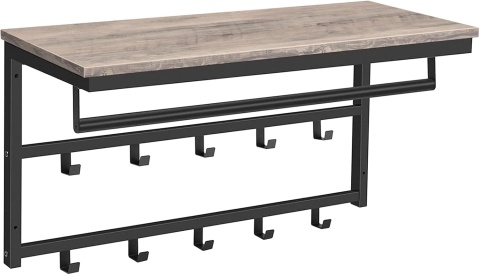 Półka ścienna duży wieszak na ubrania 10 haków szyna rustykalny loft