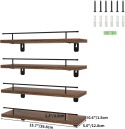 HORLIMER Półka ścienna z drewnem i metalem 4 sztuki 40 cm