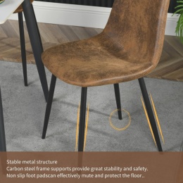 Homy Casa Zestaw 4 zamszowych krzeseł do jadalni, z metalowymi nogami