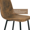 Homy Casa Zestaw 4 zamszowych krzeseł do jadalni, z metalowymi nogami
