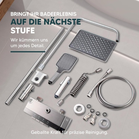 INEX EUROPA Kwadratowa deszczownica z armaturą, kompletny zestaw