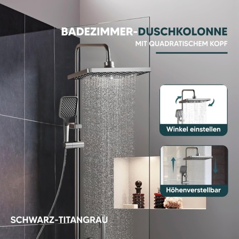 INEX EUROPA Kwadratowa deszczownica z armaturą, kompletny zestaw