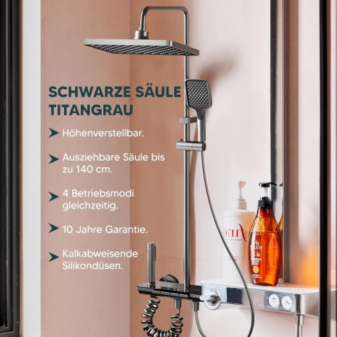 INEX EUROPA Kwadratowa deszczownica z armaturą, kompletny zestaw