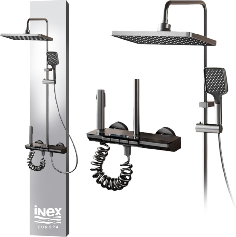 INEX EUROPA Kwadratowa deszczownica z armaturą, kompletny zestaw