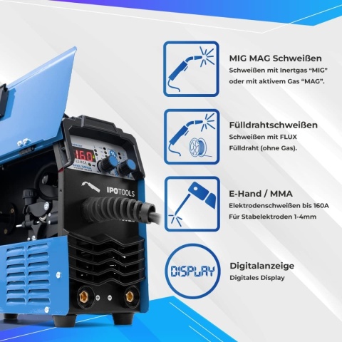 IPOTOOLS MIG-160ER spawarka MIG MAG - Spawarka MIG z 160A 230V IGBT