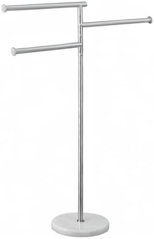 KES wieszak na ręczniki łazienkowe 3 drążki- srebrny marmurowa podstawa